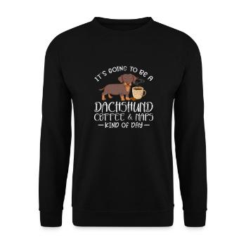 Dachshund Coffee - Unisex Sweatshirt - black - Front - Alina (178cm) & Michal (187cm)