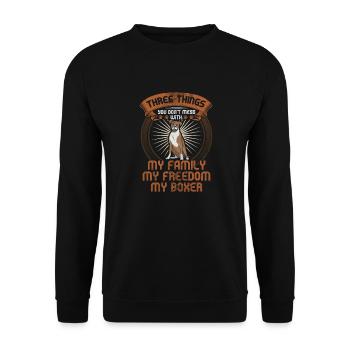Boxer Hund - Unisex Pullover - Schwarz - Vorne - Alina (178cm) & Michal (187cm)