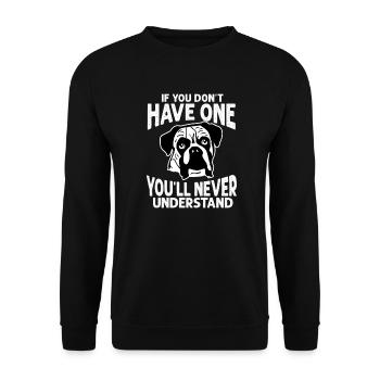 Boxer Hund - Unisex Pullover - Schwarz - Vorne - Alina (178cm) & Michal (187cm)