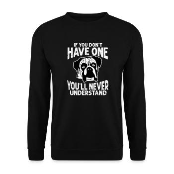 Boxer Hund Hunde Deutscher Boxer Geschenk - Unisex Pullover - Schwarz - Vorne - Alina (178cm) & Michal (187cm)