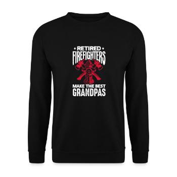 Ruhestand Feuerwehr Rente Rentner Pension Geschenk - Unisex Pullover - Schwarz - Vorne - Alina (178cm) & Michal (187cm)