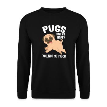 Carlin Chien Chien Ami Pet Pug Pug Pug Cadeau - Sweat-shirt Unisexe - noir - Devant - Alina (178cm) & Michal (187cm)