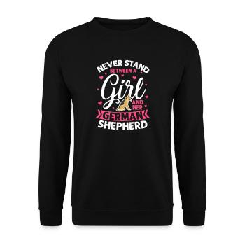 German Shepherd Girl Dog Pet Gift - Unisex Sweatshirt - black - Front - Alina (178cm) & Michal (187cm)