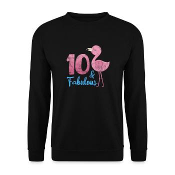 10th birthday Flamingo - Unisex Sweatshirt - black - Front - Alina (178cm) & Michal (187cm)