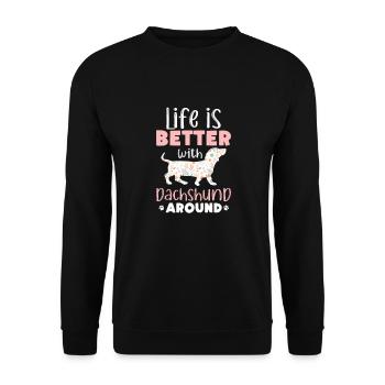 Teckel chien Chien Teckel Cadeau teckel - Sweat-shirt Unisexe - noir - Devant - Alina (178cm) & Michal (187cm)