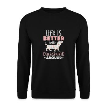 Dachshund - Unisex Sweatshirt - black - Front - Alina (178cm) & Michal (187cm)