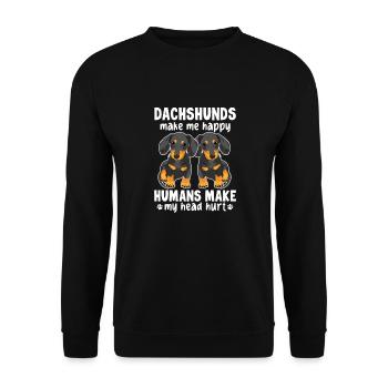 Dachshund Dog Dogs Dachshund Teckel Gift - Unisex Sweatshirt - black - Front - Alina (178cm) & Michal (187cm)