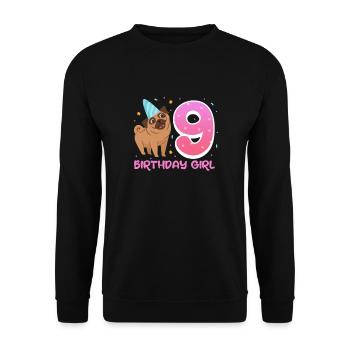 Pug 9th Birthday Dog Dog Friend Gift - Unisex Sweatshirt - black - Front - Alina (178cm) & Michal (187cm)