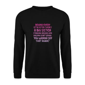 Older sister - Unisex Sweatshirt - black - Front - Alina (178cm) & Michal (187cm)