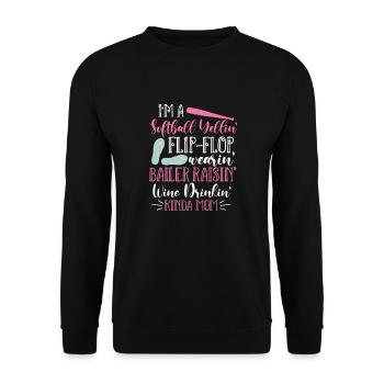 Softball Mutter Baseball Tochter Sohn Geschenk - Unisex Pullover - Schwarz - Vorne - Alina (178cm) & Michal (187cm)