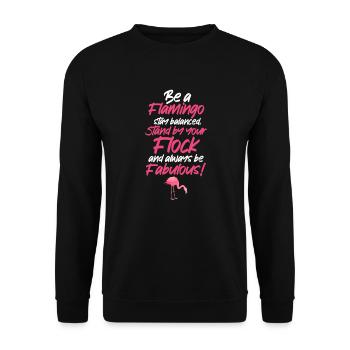 Flamingo Pink Vogel Zoo Sommer Urlaub Geschenk - Unisex Pullover - Schwarz - Vorne - Alina (178cm) & Michal (187cm)