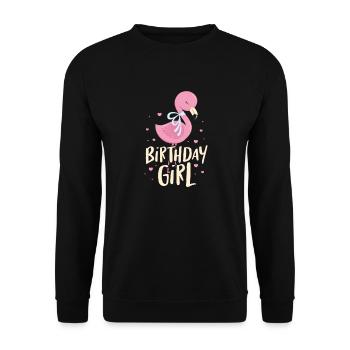 Flamingo Anniversaire Fille Oiseau Rose Cadeau - Sweat-shirt Unisexe - noir - Devant - Alina (178cm) & Michal (187cm)