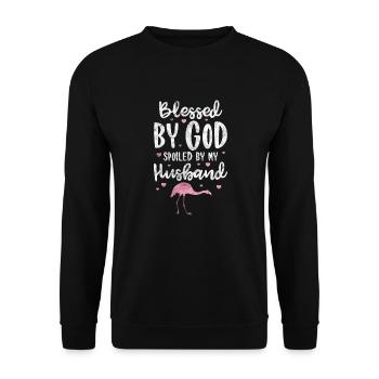 Flamingo God Husband - Unisex Sweatshirt - black - Front - Alina (178cm) & Michal (187cm)