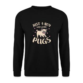 Carlin Chien Chien Ami Pet Pug Pug Pug Cadeau - Sweat-shirt Unisexe - noir - Devant - Alina (178cm) & Michal (187cm)