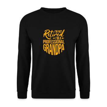 Ruhestand Opa Rente Rentner Rentnerin Geschenk - Unisex Pullover - Schwarz - Vorne - Alina (178cm) & Michal (187cm)