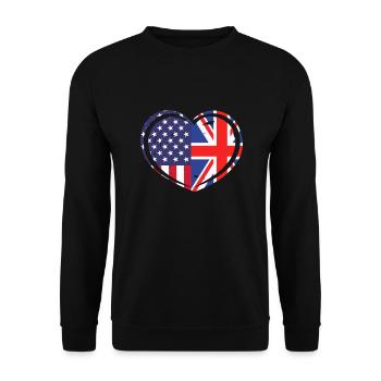 United Kingdom USA UK Amerika Geschenk - Unisex Pullover - Schwarz - Vorne - Alina (178cm) & Michal (187cm)
