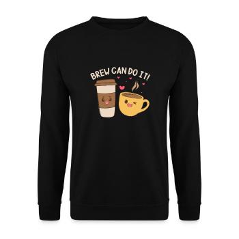 Kaffee Koffein Espresso Barista Geschenk - Unisex Pullover - Schwarz - Vorne - Alina (178cm) & Michal (187cm)