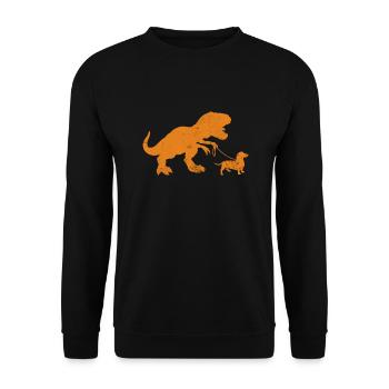 Teckel T-Rex - Sweat-shirt Unisexe - noir - Devant - Alina (178cm) & Michal (187cm)
