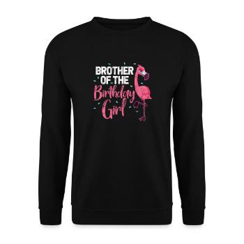 Flamingo Birthday Brother - Unisex Sweatshirt - black - Front - Alina (178cm) & Michal (187cm)