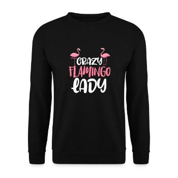 Flamingo Lady Pink Vogel Sommer Urlaub Geschenk - Unisex Pullover - Schwarz - Vorne - Alina (178cm) & Michal (187cm)