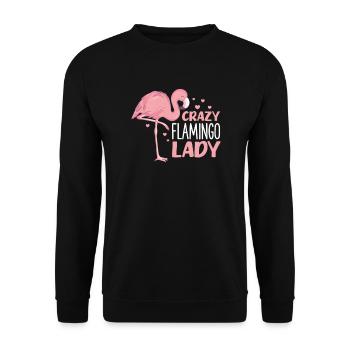 Flamingo Lady Pink Vogel Sommer Urlaub Geschenk - Unisex Pullover - Schwarz - Vorne - Alina (178cm) & Michal (187cm)