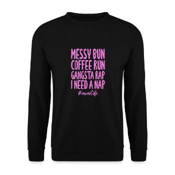 Hip Hop Mutter Rap Musik Rapper Kaffee Geschenk - Unisex Pullover - Schwarz - Vorne - Alina (178cm) & Michal (187cm)