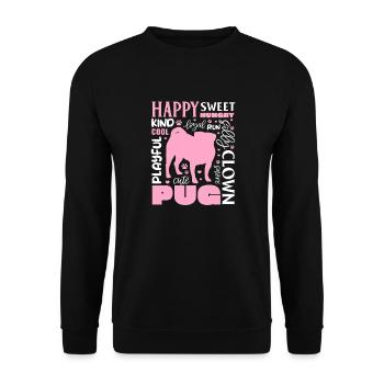 Carlin Chien Chien Ami Pet Pug Pug Pug Cadeau - Sweat-shirt Unisexe - noir - Devant - Alina (178cm) & Michal (187cm)