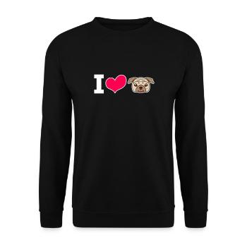 Carlin Chien Chien Ami Pet Pug Pug Pug Cadeau - Sweat-shirt Unisexe - noir - Devant - Alina (178cm) & Michal (187cm)