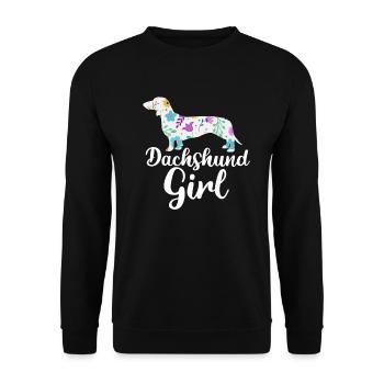 Dachshund Girl - Unisex Sweatshirt - black - Front - Alina (178cm) & Michal (187cm)
