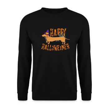 Dachshund Halloween - Unisex Sweatshirt - black - Front - Alina (178cm) & Michal (187cm)