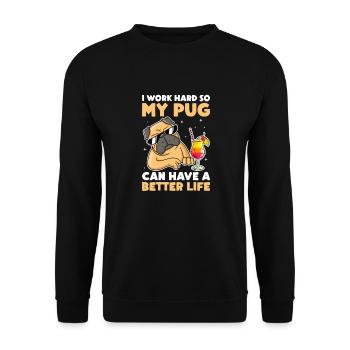 Carlin Chien Chien Ami Pet Pug Pug Pug Cadeau - Sweat-shirt Unisexe - noir - Devant - Alina (178cm) & Michal (187cm)