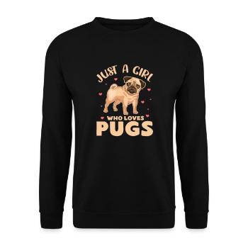 Carlin Chien Chien Ami Pet Pug Pug Pug Cadeau - Sweat-shirt Unisexe - noir - Devant - Alina (178cm) & Michal (187cm)