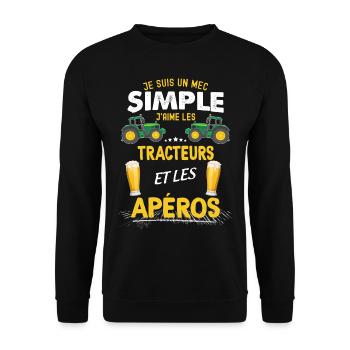 Tractor and aperitifs We don't like it Daddy gift - Unisex Sweatshirt - black - Front - Alina (178cm) & Michal (187cm)