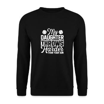 Softball Tochter Baseball Vater Mutter Geschenk - Unisex Pullover - Schwarz - Vorne - Alina (178cm) & Michal (187cm)