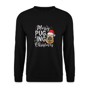 Mops Weihnachten - Unisex Pullover - Schwarz - Vorne - Alina (178cm) & Michal (187cm)