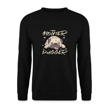 Mops Hund Hundefreund Haustier Möpse Pug Geschenk - Unisex Pullover - Schwarz - Vorne - Alina (178cm) & Michal (187cm)