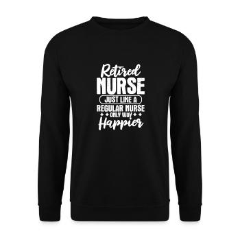 Retirement Nurse Pensioner Gift - Unisex Sweatshirt - black - Front - Alina (178cm) & Michal (187cm)