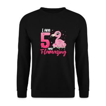 5ème anniversaire Flamingo - Sweat-shirt Unisexe - noir - Devant - Alina (178cm) & Michal (187cm)
