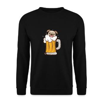 Pulin Chien Chien Ami Pet Bière Pug Cadeau - Sweat-shirt Unisexe - noir - Devant - Alina (178cm) & Michal (187cm)