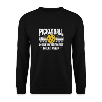 Ruhestand Pickleball - Unisex Pullover - Schwarz - Vorne - Alina (178cm) & Michal (187cm)