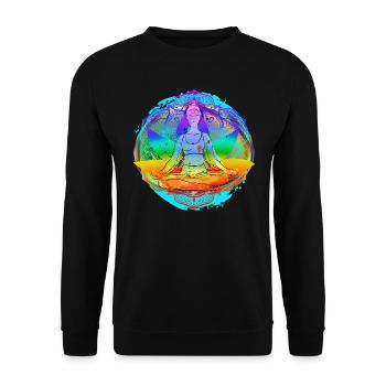Meditation Yoga Regenbogen Farben Inspiration - Unisex Pullover - Schwarz - Vorne - Alina (178cm) & Michal (187cm)