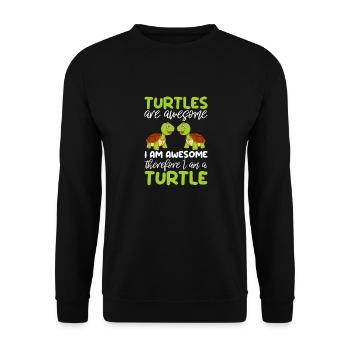 Schildkröte Turtle Meer Meeresbewohner Geschenk - Unisex Pullover - Schwarz - Vorne - Alina (178cm) & Michal (187cm)