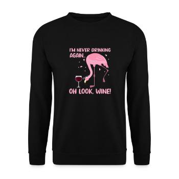 Flamingo Wein Pink Vogel Sommer Urlaub Geschenk - Unisex Pullover - Schwarz - Vorne - Alina (178cm) & Michal (187cm)