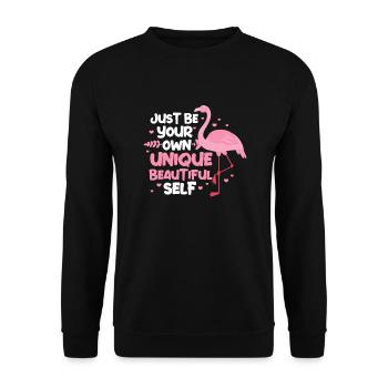Flamingo Pink Vogel Zoo Sommer Urlaub Geschenk - Unisex Pullover - Schwarz - Vorne - Alina (178cm) & Michal (187cm)