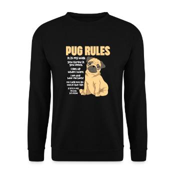 Carlin Chien Chien Ami Pet Pug Pug Pug Cadeau - Sweat-shirt Unisexe - noir - Devant - Alina (178cm) & Michal (187cm)