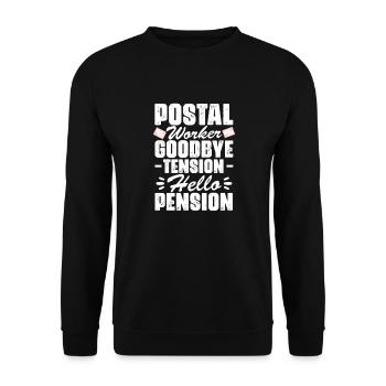 Retirement Pension Pensioner Post office clerk Gift - Unisex Sweatshirt - black - Front - Alina (178cm) & Michal (187cm)
