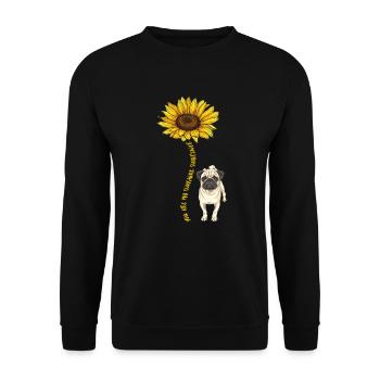 Carlin Chien Chien Ami Pet Pug Pug Pug Cadeau - Sweat-shirt Unisexe - noir - Devant - Alina (178cm) & Michal (187cm)