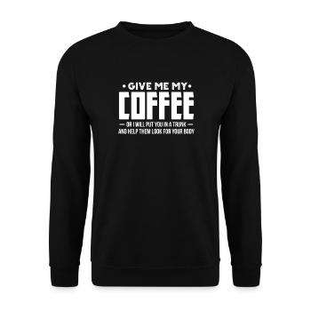 Kaffee Koffein Espresso Barista Geschenk - Unisex Pullover - Schwarz - Vorne - Alina (178cm) & Michal (187cm)