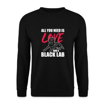 Labrador Hund Hunde Hunderasse Geschenk - Unisex Pullover - Schwarz - Vorne - Alina (178cm) & Michal (187cm)