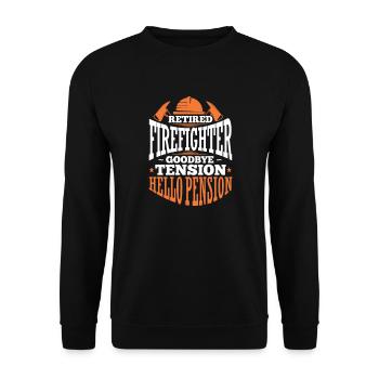 Ruhestand Feuerwehr Rente Rentner Pension Geschenk - Unisex Pullover - Schwarz - Vorne - Alina (178cm) & Michal (187cm)